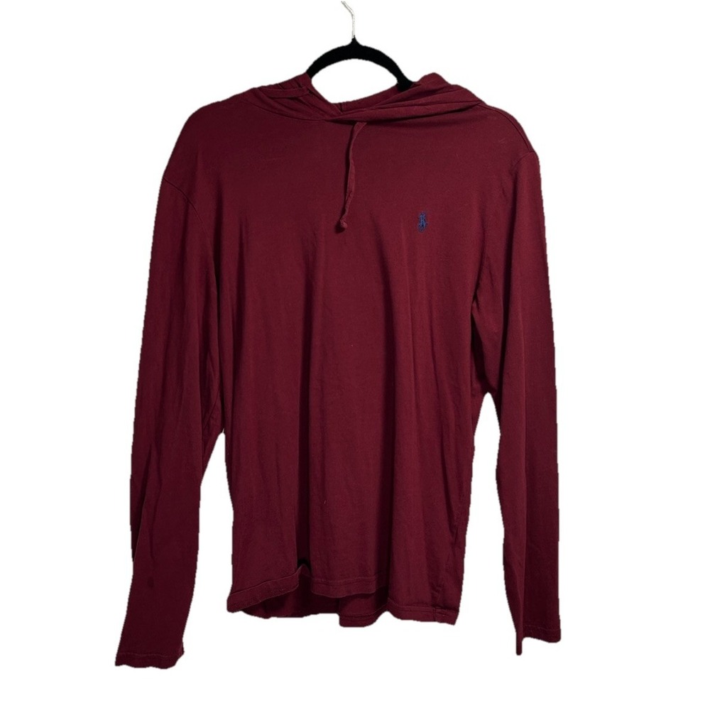 Polo Ralph‎ Lauren Lightweight Hoodie Men Medium Red Pony Drawstring Outdoor